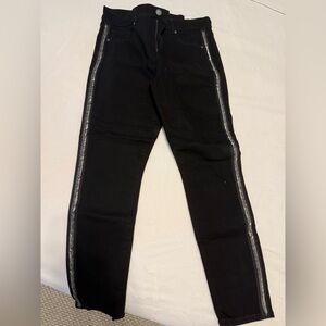 Loft Women’s Black jeans Pants with Silver beaded Side Stripes